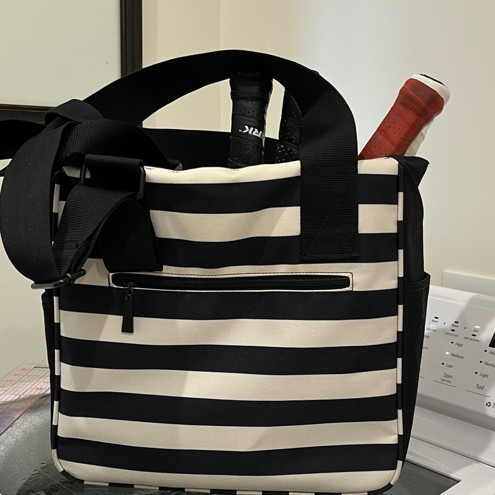 Pickleball bag. Black and White Striped Tote Bag